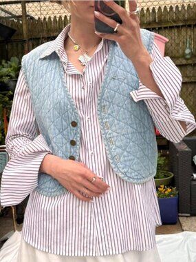 NWT Misha Nonoo The Husband Shirt in White/Red/Blue Large